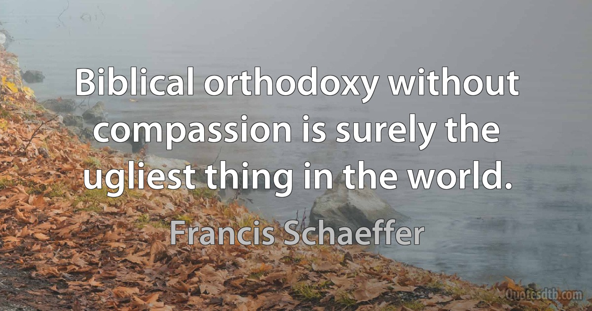 Biblical orthodoxy without compassion is surely the ugliest thing in the world. (Francis Schaeffer)