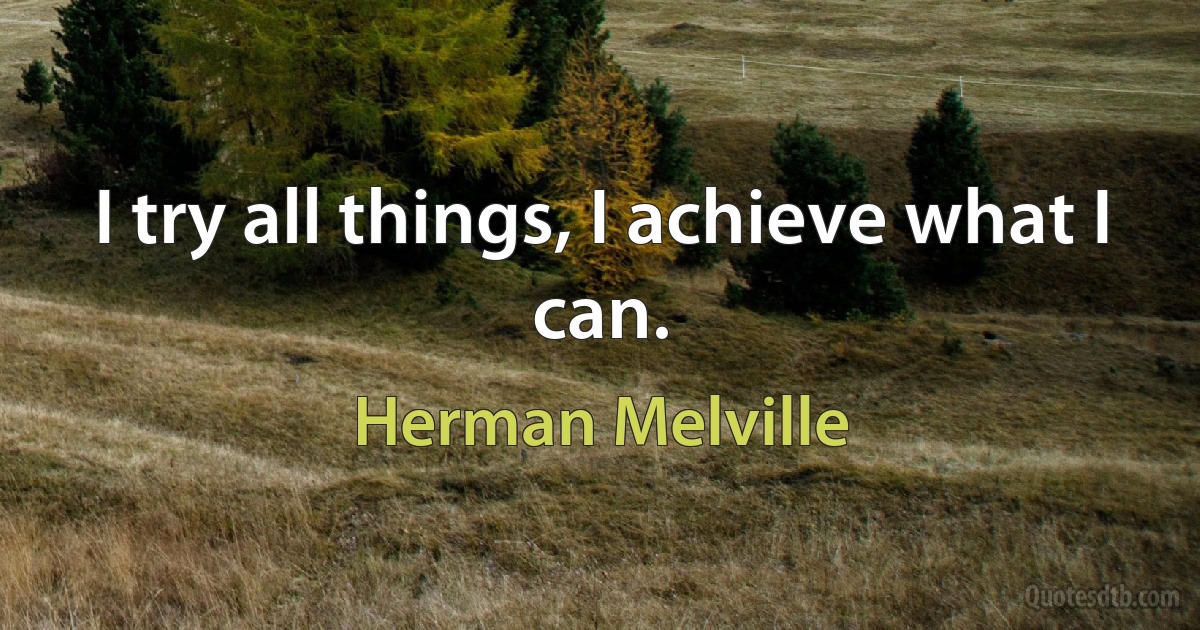 I try all things, I achieve what I can. (Herman Melville)