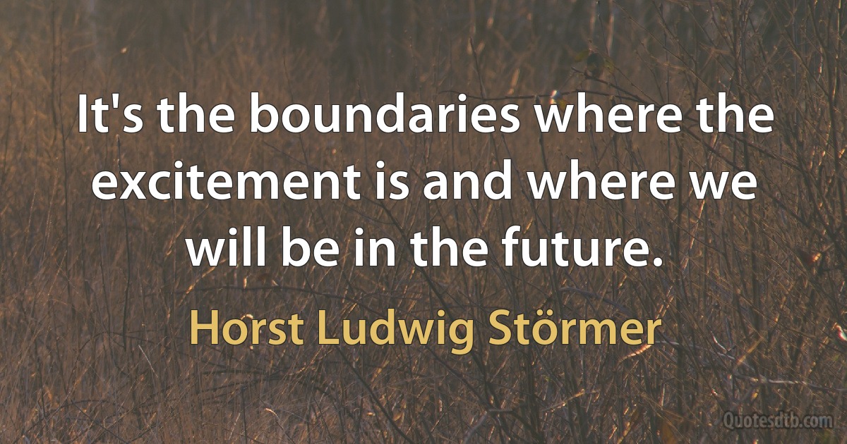 It's the boundaries where the excitement is and where we will be in the future. (Horst Ludwig Störmer)