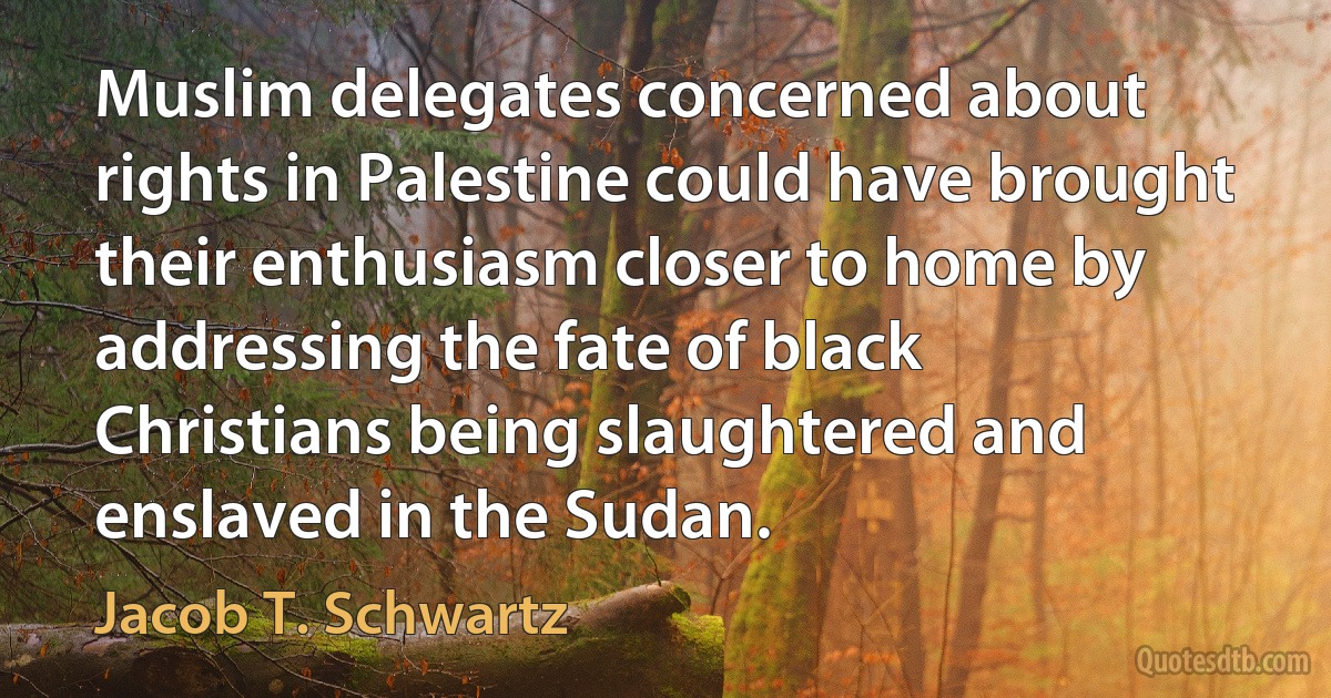 Muslim delegates concerned about rights in Palestine could have brought their enthusiasm closer to home by addressing the fate of black Christians being slaughtered and enslaved in the Sudan. (Jacob T. Schwartz)