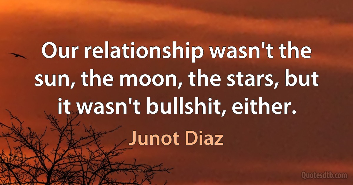 Our relationship wasn't the sun, the moon, the stars, but it wasn't bullshit, either. (Junot Diaz)