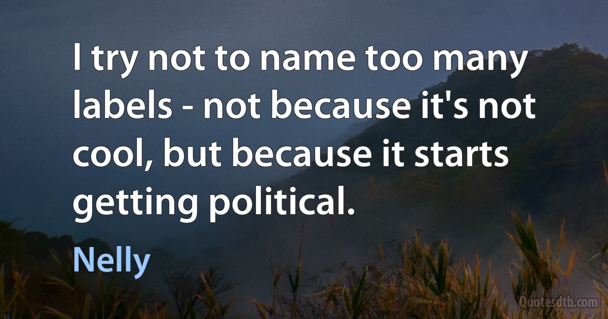 I try not to name too many labels - not because it's not cool, but because it starts getting political. (Nelly)