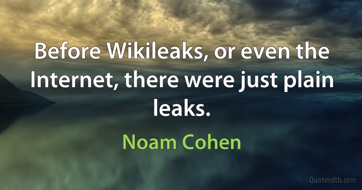 Before Wikileaks, or even the Internet, there were just plain leaks. (Noam Cohen)