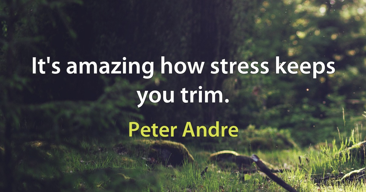 It's amazing how stress keeps you trim. (Peter Andre)