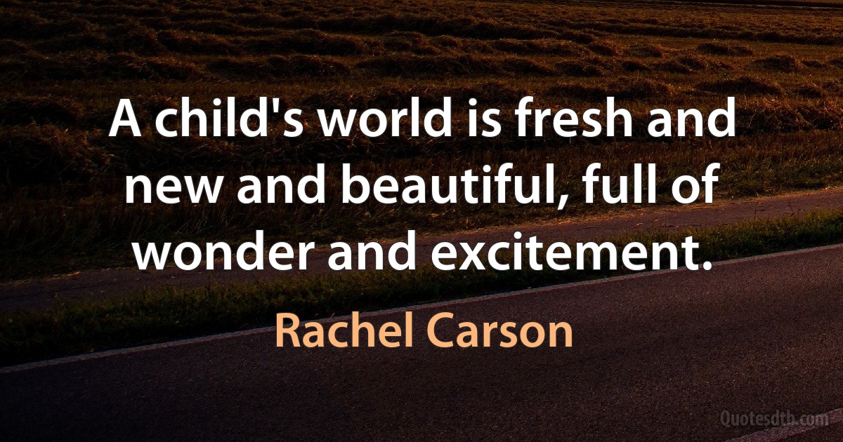 A child's world is fresh and new and beautiful, full of wonder and excitement. (Rachel Carson)