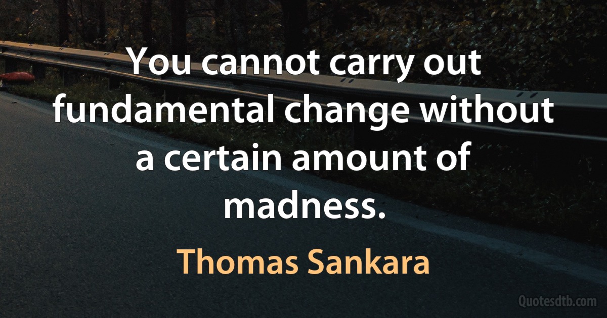 You cannot carry out fundamental change without a certain amount of madness. (Thomas Sankara)