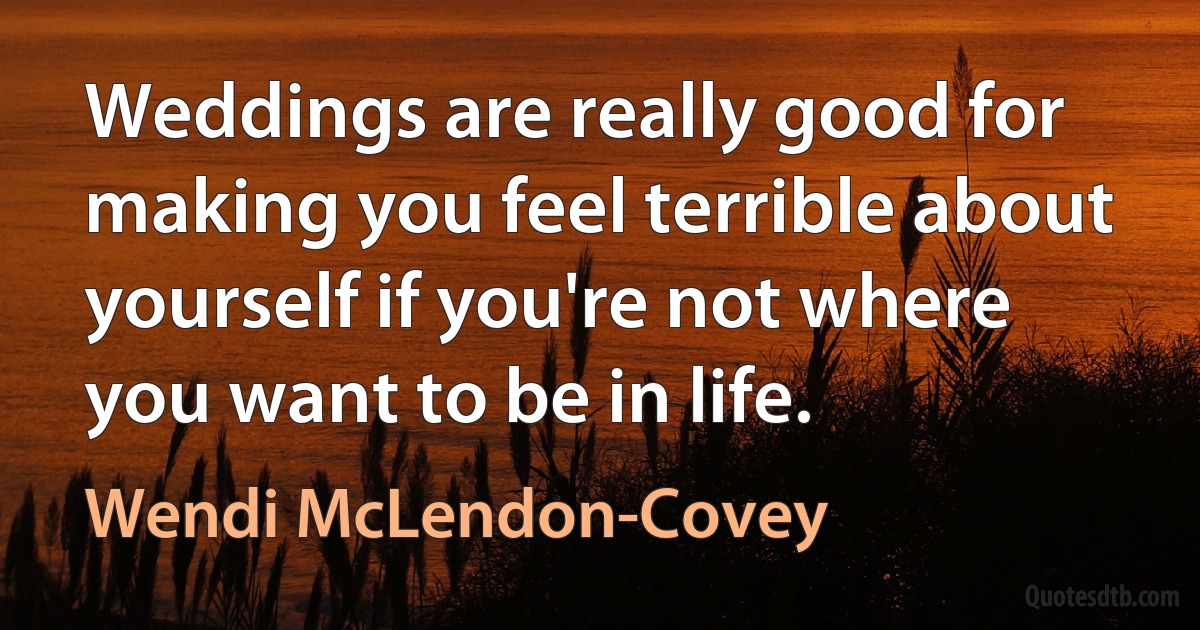 Weddings are really good for making you feel terrible about yourself if you're not where you want to be in life. (Wendi McLendon-Covey)