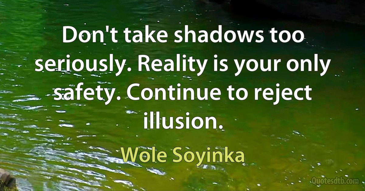 Don't take shadows too seriously. Reality is your only safety. Continue to reject illusion. (Wole Soyinka)