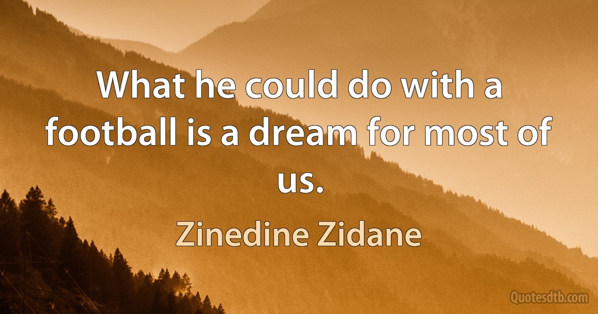 What he could do with a football is a dream for most of us. (Zinedine Zidane)