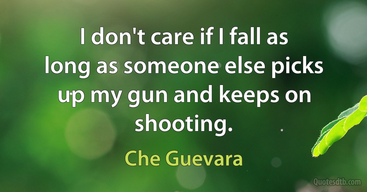 I don't care if I fall as long as someone else picks up my gun and keeps on shooting. (Che Guevara)