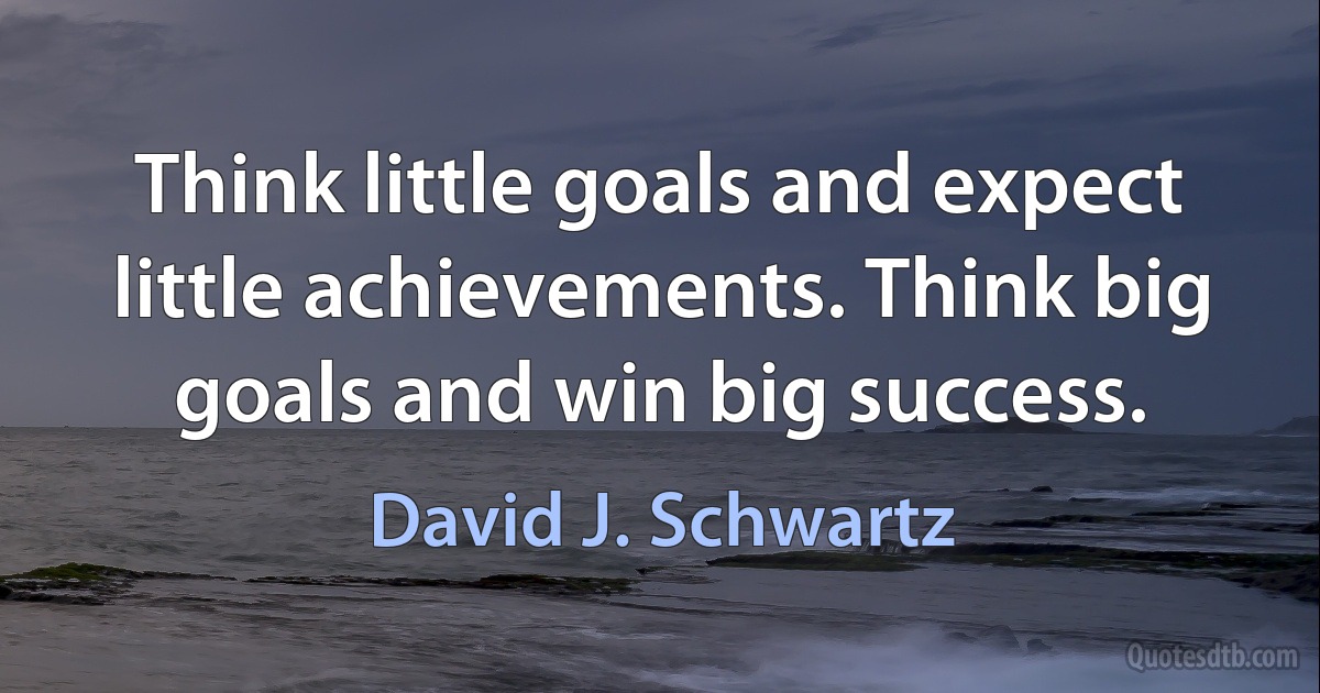 Think little goals and expect little achievements. Think big goals and win big success. (David J. Schwartz)