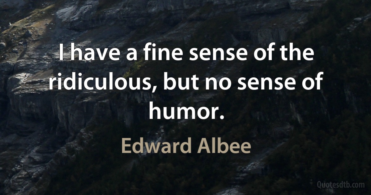 I have a fine sense of the ridiculous, but no sense of humor. (Edward Albee)