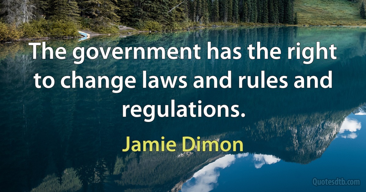 The government has the right to change laws and rules and regulations. (Jamie Dimon)