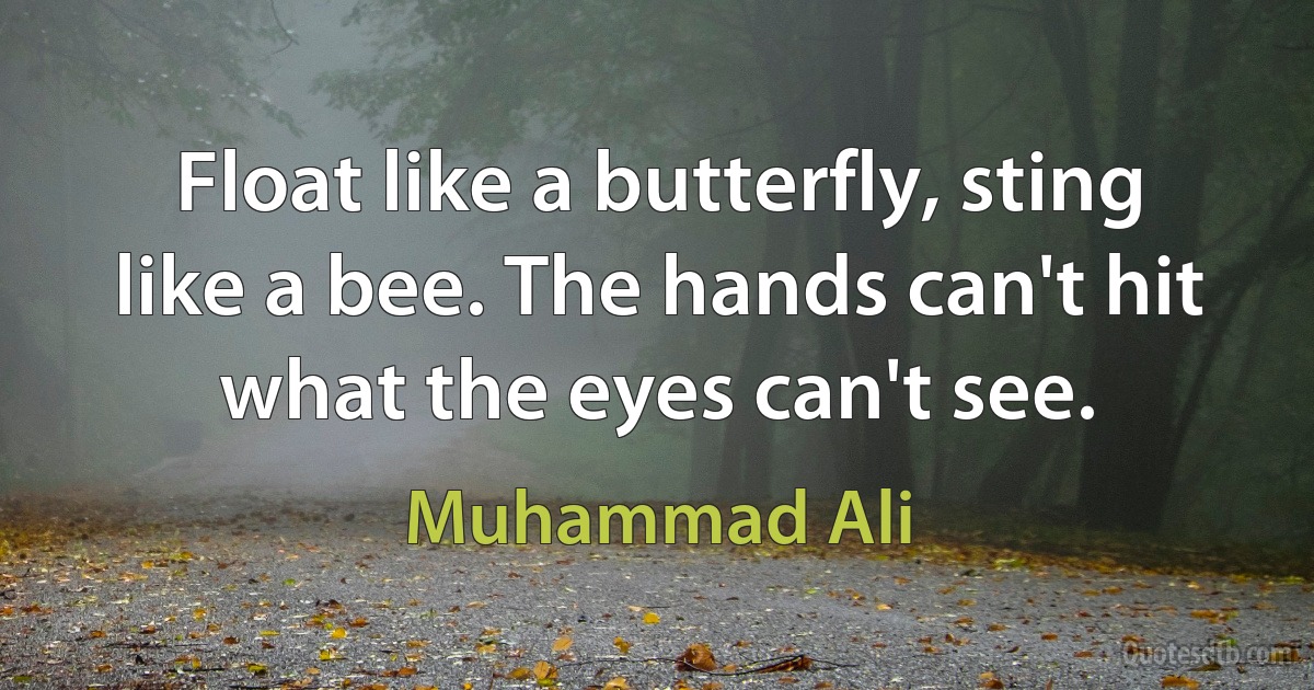 Float like a butterfly, sting like a bee. The hands can't hit what the eyes can't see. (Muhammad Ali)