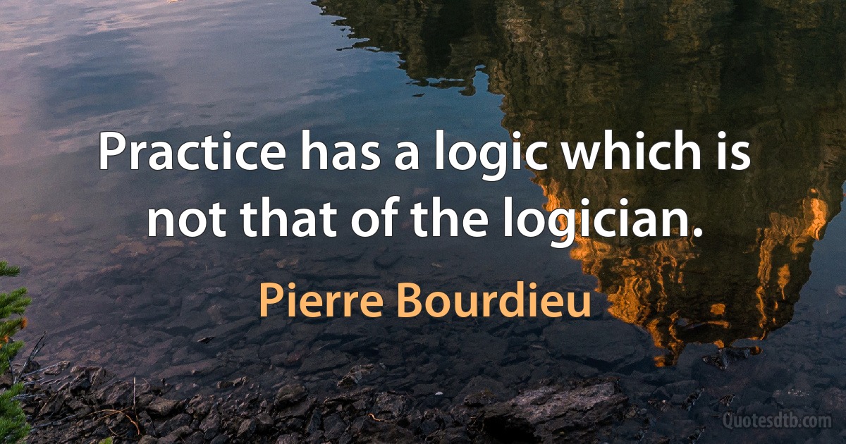 Practice has a logic which is not that of the logician. (Pierre Bourdieu)