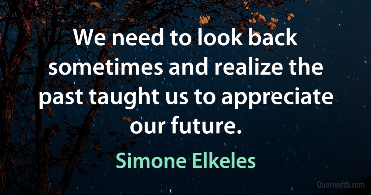 We need to look back sometimes and realize the past taught us to appreciate our future. (Simone Elkeles)