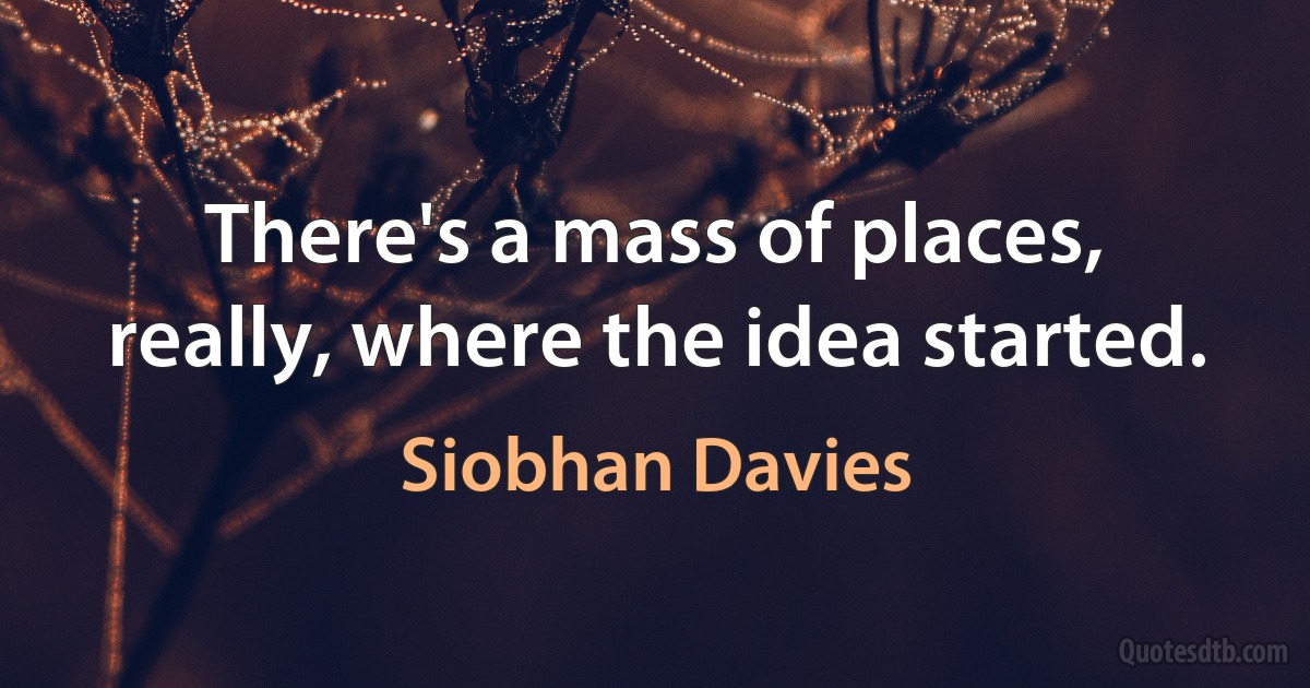 There's a mass of places, really, where the idea started. (Siobhan Davies)