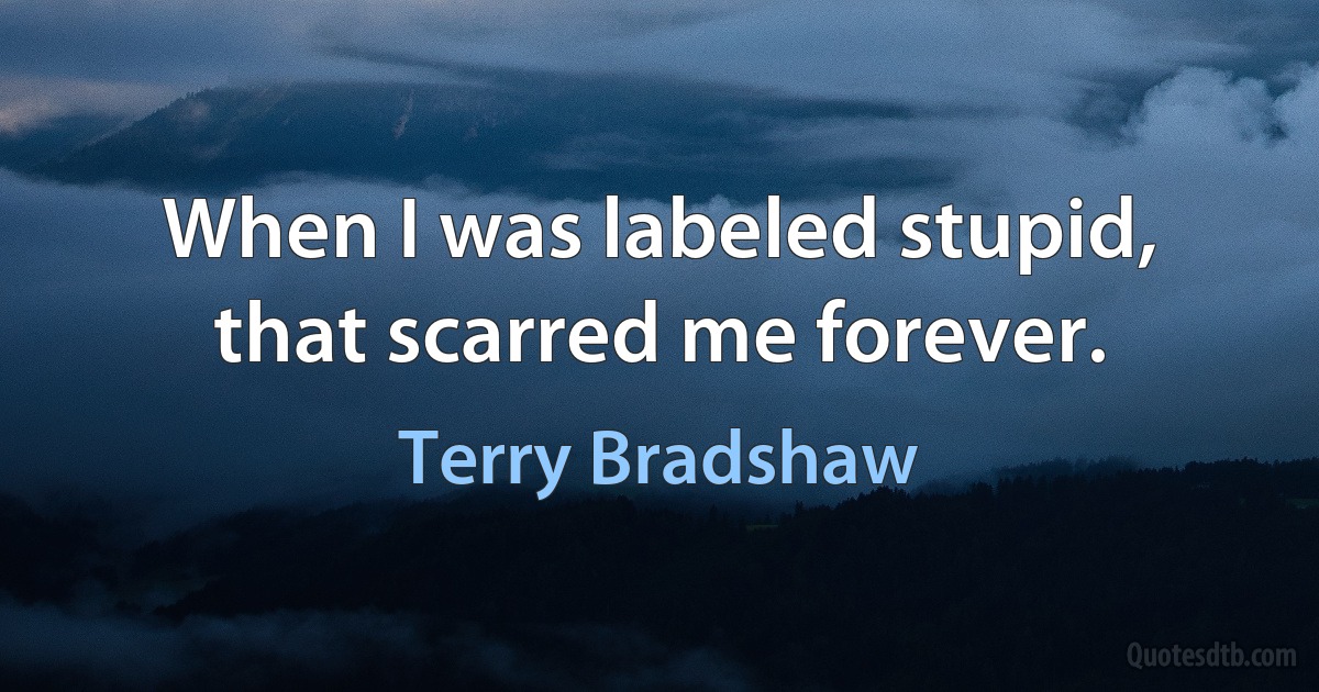 When I was labeled stupid, that scarred me forever. (Terry Bradshaw)