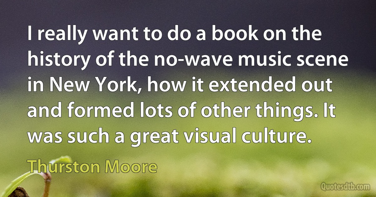 I really want to do a book on the history of the no-wave music scene in New York, how it extended out and formed lots of other things. It was such a great visual culture. (Thurston Moore)