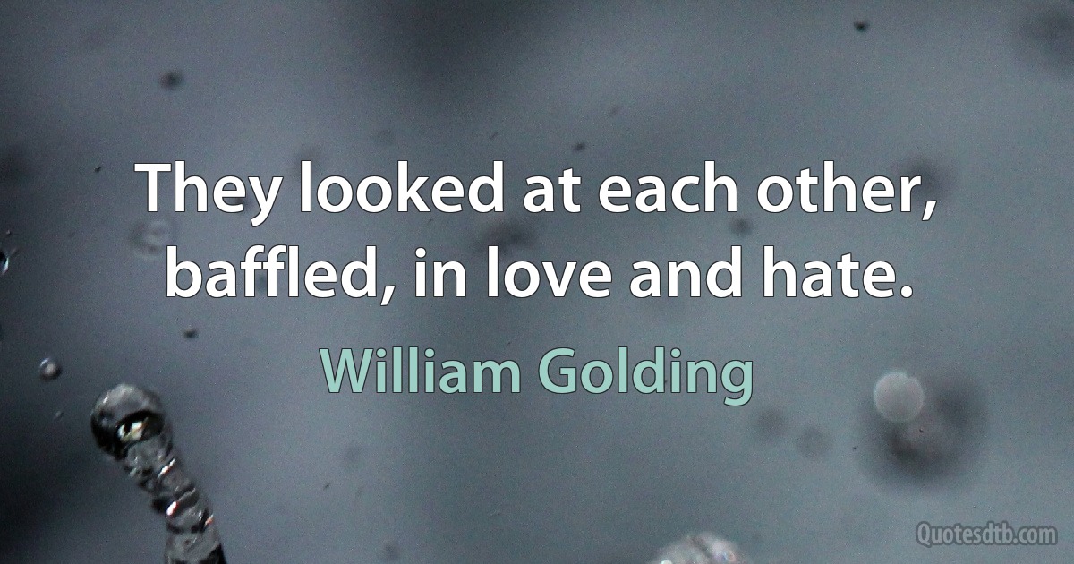 They looked at each other, baffled, in love and hate. (William Golding)