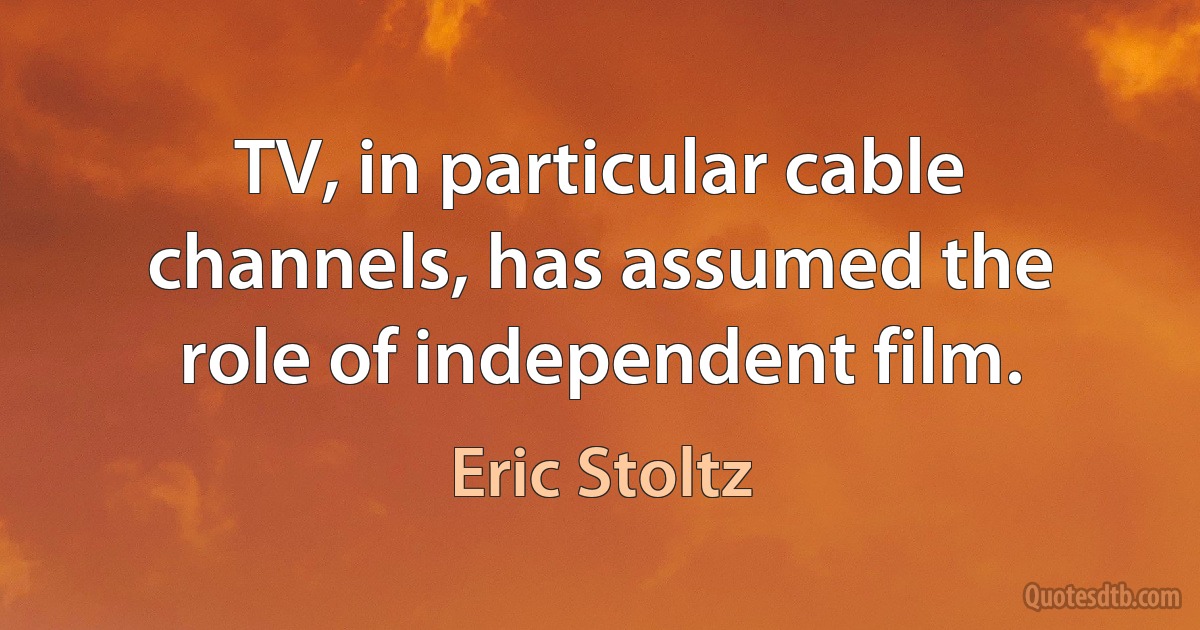 TV, in particular cable channels, has assumed the role of independent film. (Eric Stoltz)