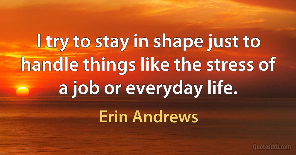 I try to stay in shape just to handle things like the stress of a job or everyday life. (Erin Andrews)