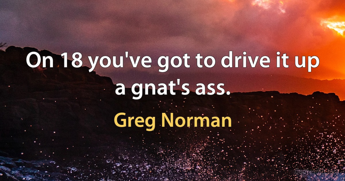 On 18 you've got to drive it up a gnat's ass. (Greg Norman)