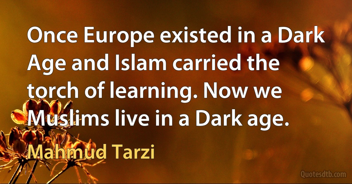 Once Europe existed in a Dark Age and Islam carried the torch of learning. Now we Muslims live in a Dark age. (Mahmud Tarzi)