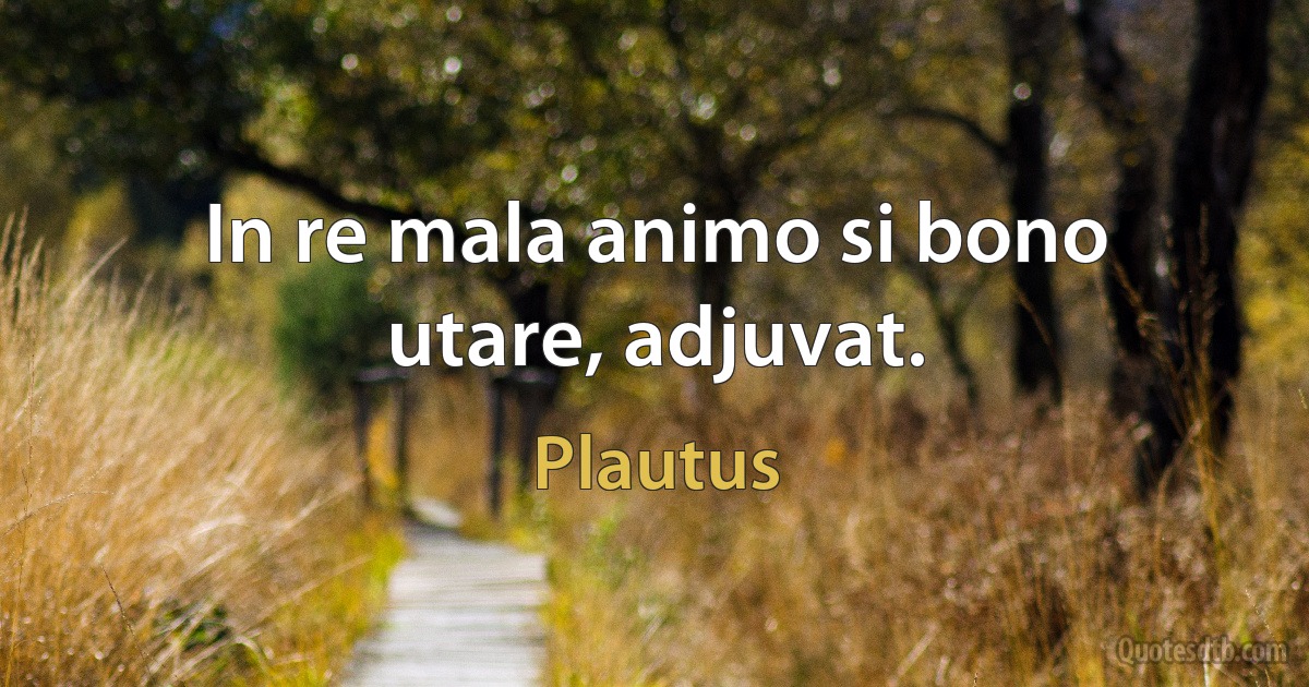 In re mala animo si bono utare, adjuvat. (Plautus)