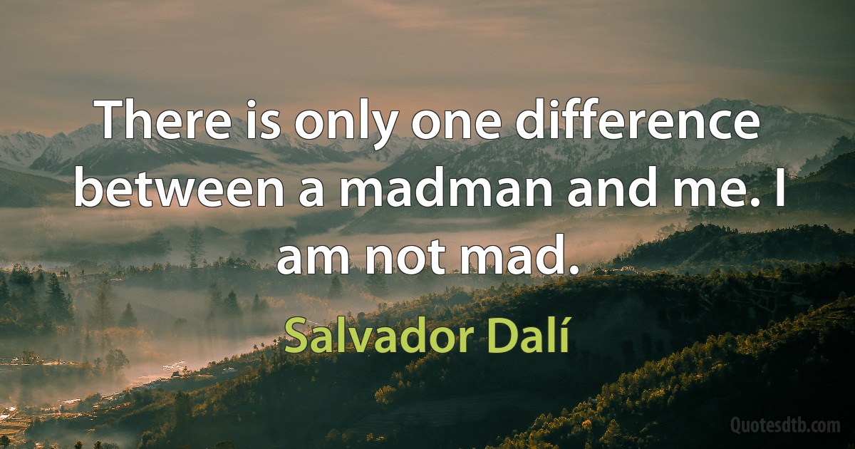 There is only one difference between a madman and me. I am not mad. (Salvador Dalí)