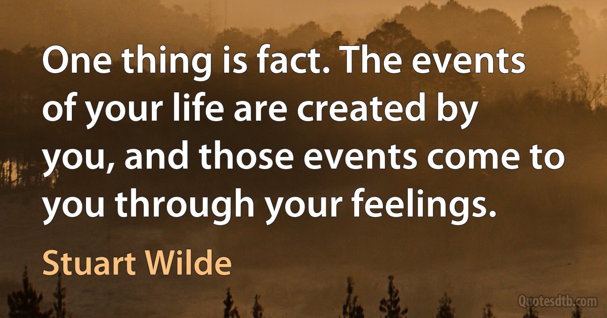 One thing is fact. The events of your life are created by you, and those events come to you through your feelings. (Stuart Wilde)