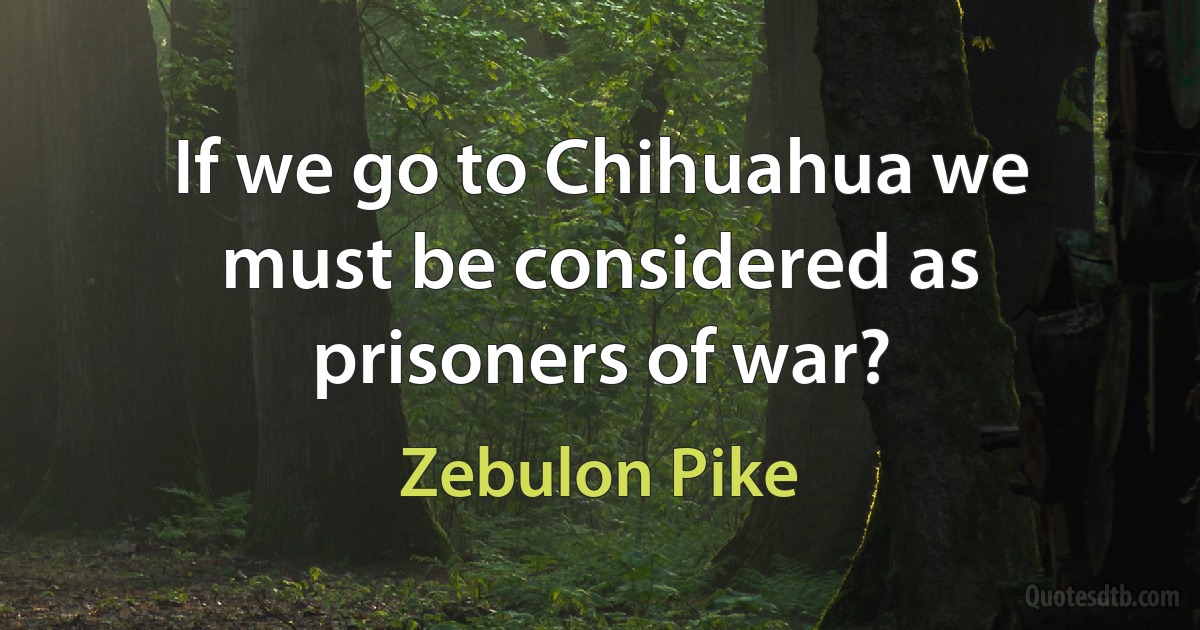 If we go to Chihuahua we must be considered as prisoners of war? (Zebulon Pike)