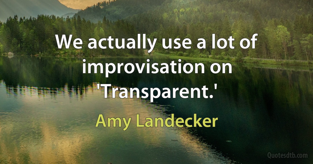 We actually use a lot of improvisation on 'Transparent.' (Amy Landecker)