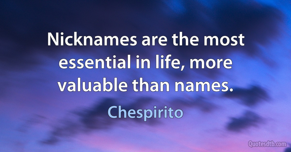 Nicknames are the most essential in life, more valuable than names. (Chespirito)