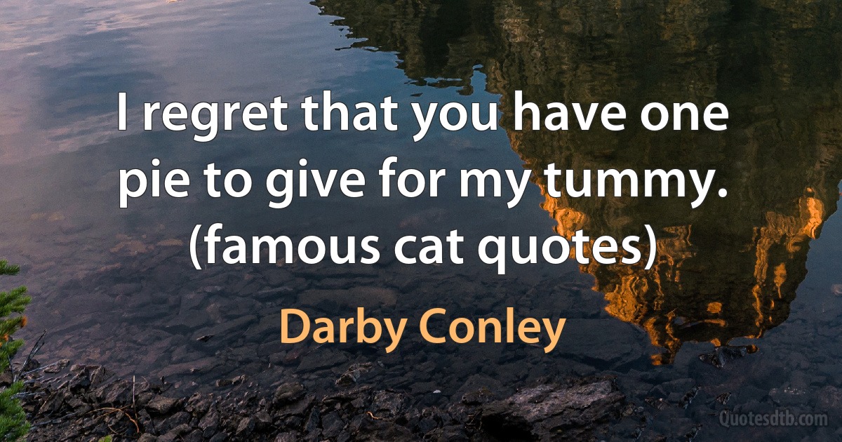 I regret that you have one pie to give for my tummy. (famous cat quotes) (Darby Conley)