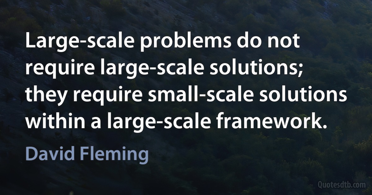 Large-scale problems do not require large-scale solutions; they require small-scale solutions within a large-scale framework. (David Fleming)