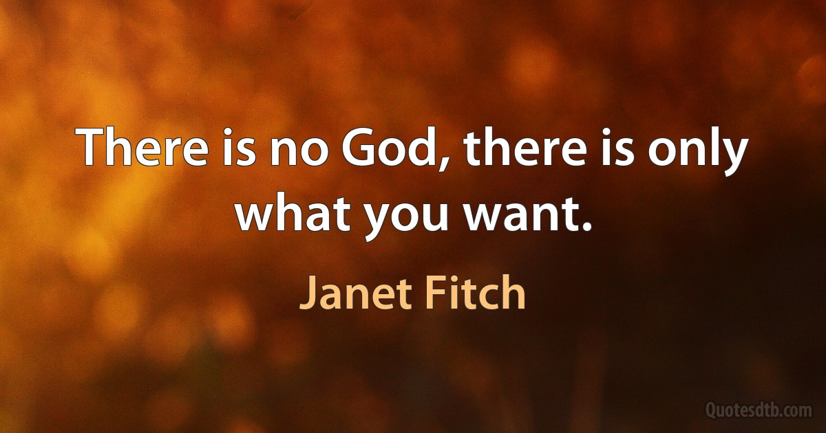 There is no God, there is only what you want. (Janet Fitch)