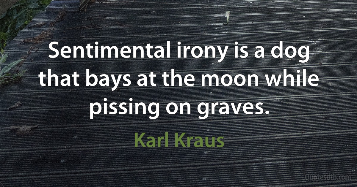 Sentimental irony is a dog that bays at the moon while pissing on graves. (Karl Kraus)