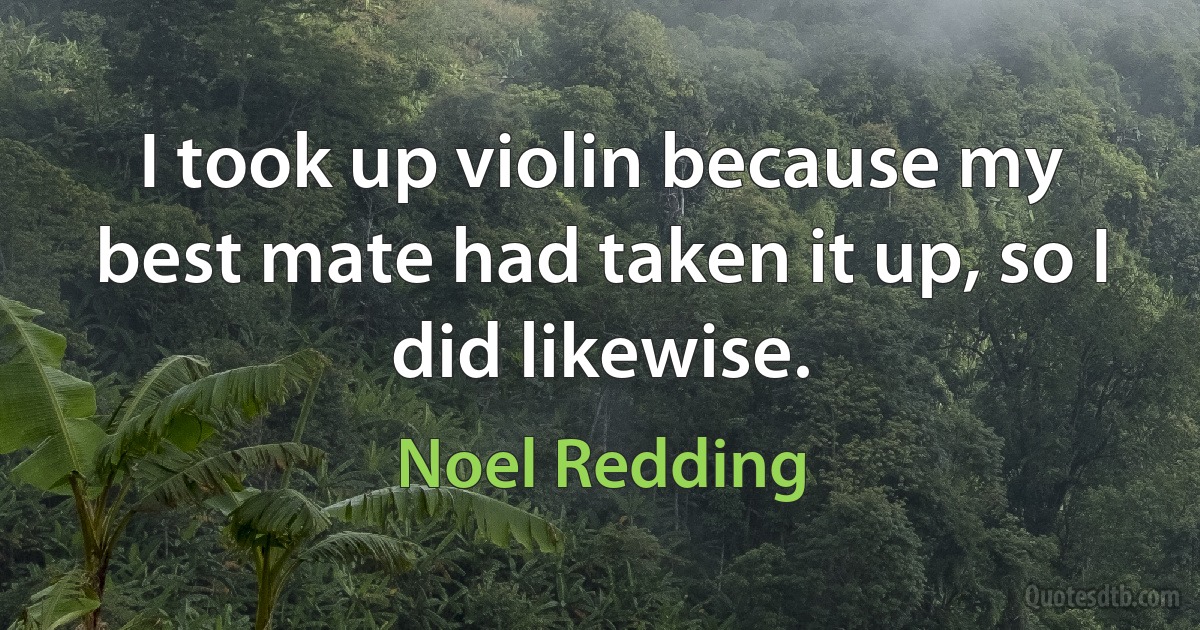 I took up violin because my best mate had taken it up, so I did likewise. (Noel Redding)