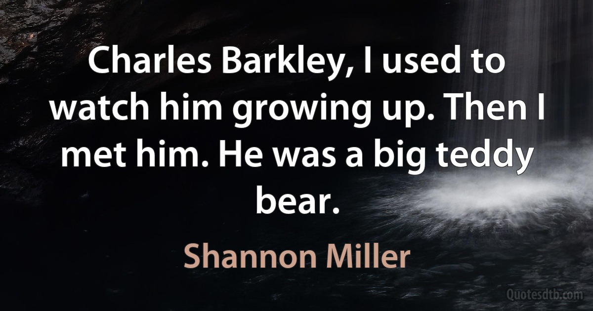 Charles Barkley, I used to watch him growing up. Then I met him. He was a big teddy bear. (Shannon Miller)