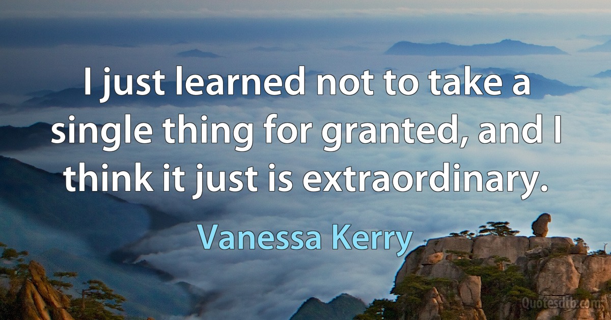 I just learned not to take a single thing for granted, and I think it just is extraordinary. (Vanessa Kerry)