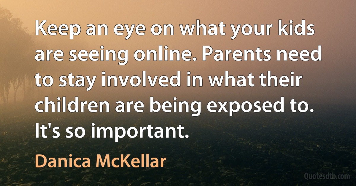 Keep an eye on what your kids are seeing online. Parents need to stay involved in what their children are being exposed to. It's so important. (Danica McKellar)