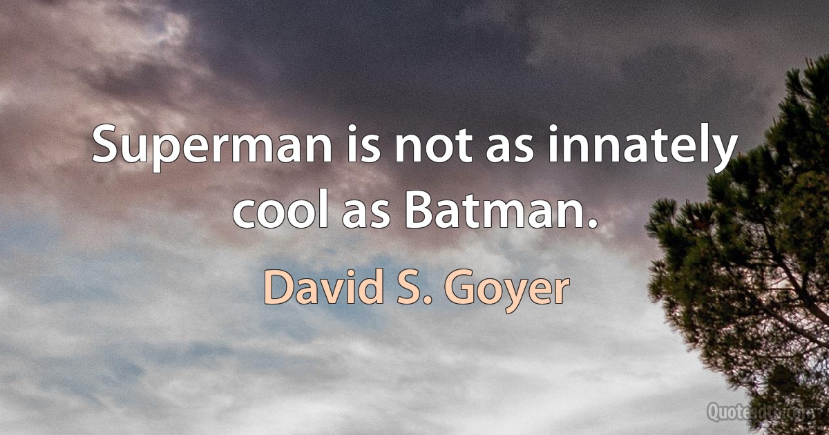 Superman is not as innately cool as Batman. (David S. Goyer)