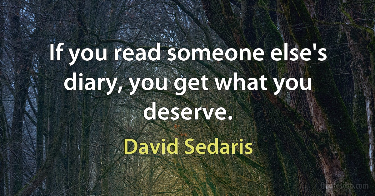 If you read someone else's diary, you get what you deserve. (David Sedaris)