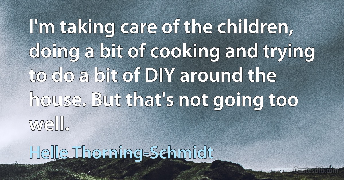 I'm taking care of the children, doing a bit of cooking and trying to do a bit of DIY around the house. But that's not going too well. (Helle Thorning-Schmidt)