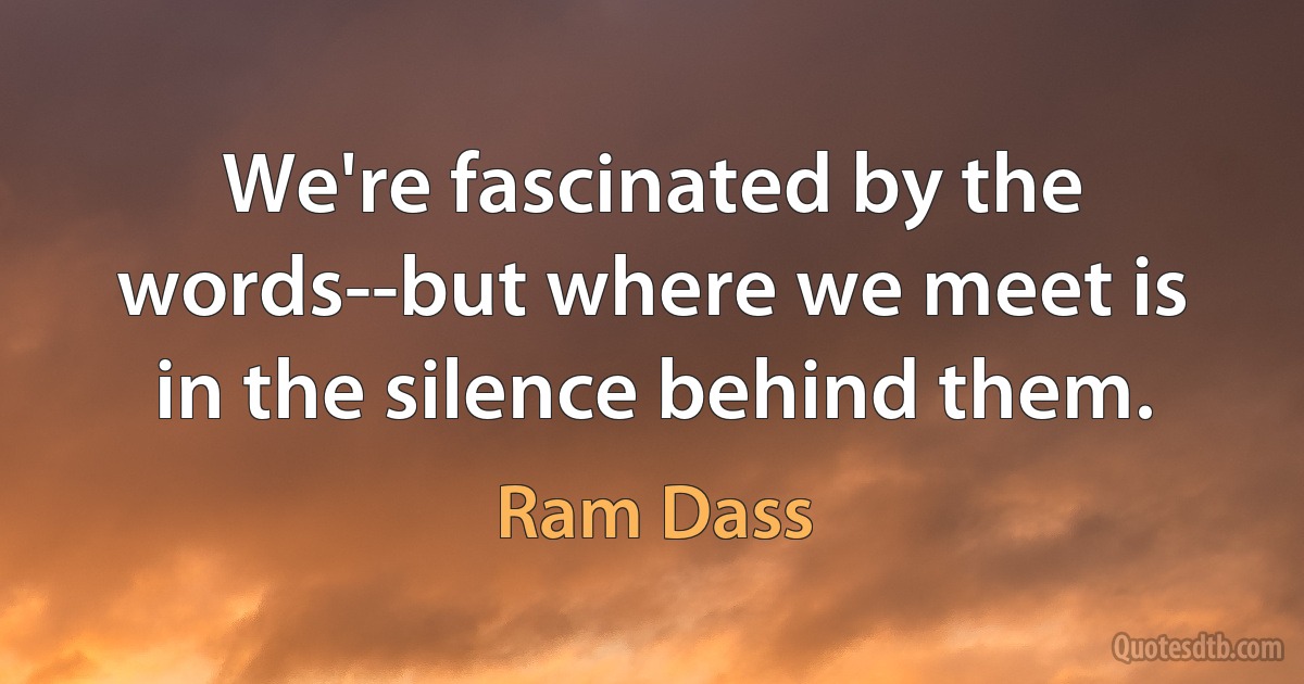 We're fascinated by the words--but where we meet is in the silence behind them. (Ram Dass)