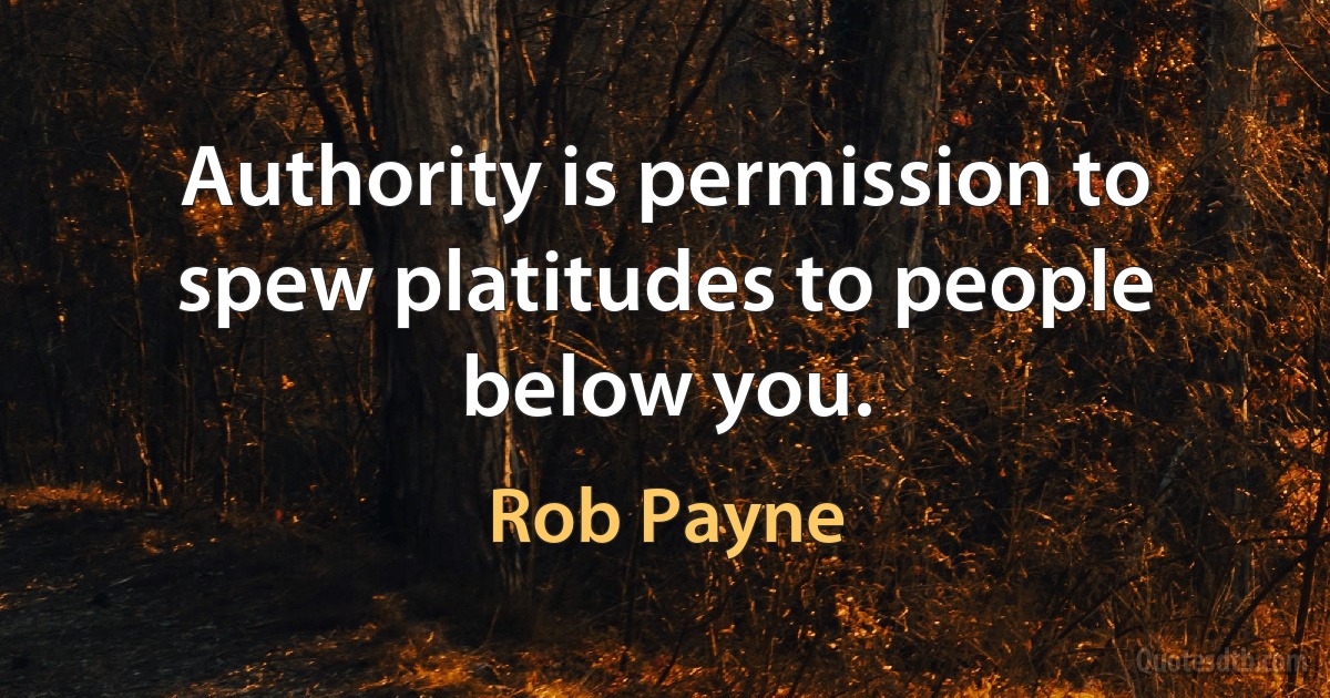 Authority is permission to spew platitudes to people below you. (Rob Payne)