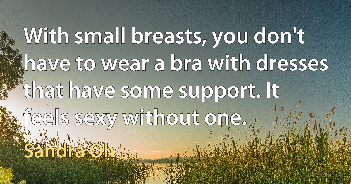 With small breasts, you don't have to wear a bra with dresses that have some support. It feels sexy without one. (Sandra Oh)