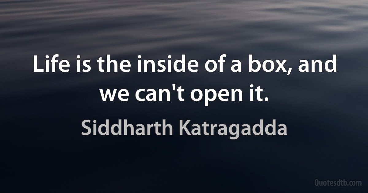 Life is the inside of a box, and we can't open it. (Siddharth Katragadda)