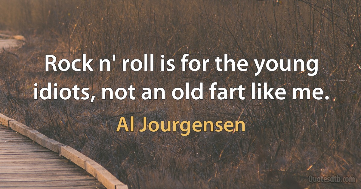 Rock n' roll is for the young idiots, not an old fart like me. (Al Jourgensen)